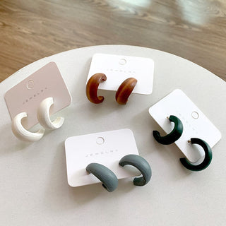 Cute Moon Matte Wooden Earrings Geometric C-Style Statement Vintage Big Circle Wood Ear Ring Fashion Jewelry Gift Alodia Store