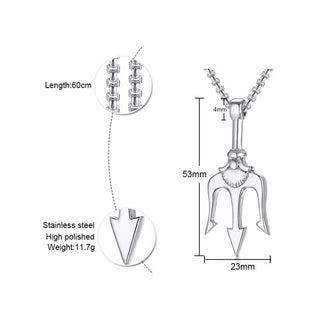 Necklace Man,Neptune Trident Pendant Necklace, Stainless Steel Men Statement Necklaces Sea Lover Gift ALODIA STORE