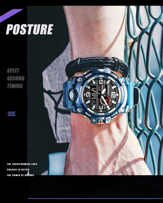 SMAEL Men Sport Watches Dual Time Digital Watch Quartz 50m Waterproof Watch Led Military Watch Sport 8035 Men Watches Wristwatch ALODIA STORE
