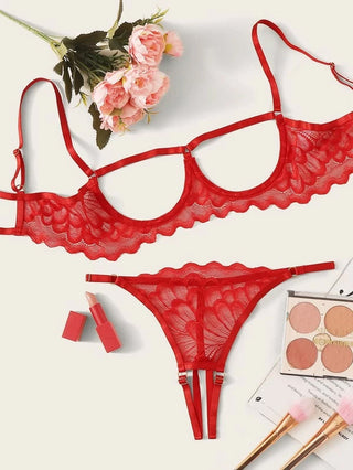 Ellolace Lingerie Set Sexy Hollow Out Lingerie Underwear Set Women's Push Up Bra Erotic Lingerie Sex Underwear For Women ALODIA STORE