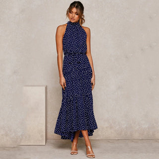 Summer Long Dress Polka Dot Casual Dresses Black Sexy Halter Strapless New 2023 ALODIA STORE
