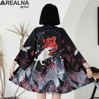 Haori Yukata Men Korean Samurai Japanese Kimono Traditional Clothing Vintage Crane Anime Kimono Beach Girls Cosplay Dress Shirts ALODIA STORE