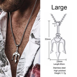 Necklace Man,Neptune Trident Pendant Necklace, Stainless Steel Men Statement Necklaces Sea Lover Gift ALODIA STORE