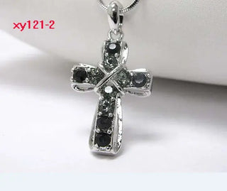 Fashion Cross Necklace Multi Color Crystal Rhinestone Pendant Necklace with 45cm Snake Chain one piece  xy121 ALODIA STORE