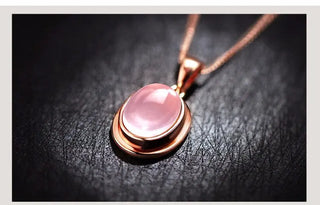 High Quality Natural Stones QUARTZ Clavicle Chain Necklace Pink Stone Earrings Wholesale necklace Jewelry Set For grandma Mum ALODIA STORE