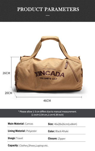 Male Large Capacity Canvas Travel Bags Men Fitness Sports Training Handbag With Shoes Pocket Black Khaki Shoulder Bag XA32M ALODIA STORE