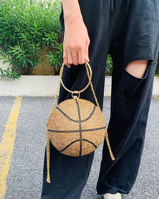 Luxury Basketball Diamond Party Evening Bag Purses and Handbag for Women Ball Shape Shoulder Bag Clutch Designer Crossbody Bag ALODIA STORE