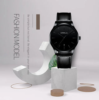 Mens Watches CRRJU Full Steel Casual Waterproof Watch for Man Leather Quartz Watch Men's Dress Calendar Watch Relogio Masculino ALODIA STORE