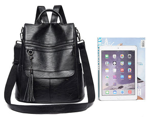 New Women Backpacks Soft Leather Fashion Casual Tassel ALODIA STORE