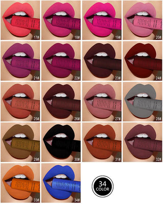 QIBEST Liquid Lipstick Waterproof Lip Gloss 34 Colors Matte Lipstick Long lasting Lipgloss Cosmetics Lips Makeup Nude Maquiagem - Alodia Store