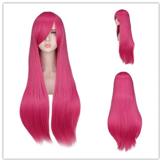 QQXCAIW Long Straight Cosplay Wig Black Purple Pink Blue Sliver Gray Blonde White Orange Brown Synthetic Hair Wigs ALODIA STORE