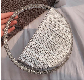 Luxury Colored Diamond Half Moon Women Purses and Handbags Evening Bag Serpentine Designer Party Clutch Bag Chic Wedding Bag ALODIA STORE