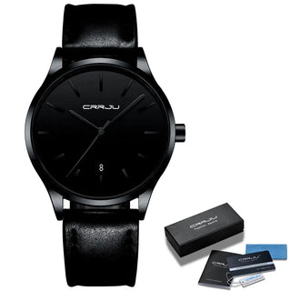 Mens Watches CRRJU Full Steel Casual Waterproof Watch for Man Leather Quartz Watch Men's Dress Calendar Watch Relogio Masculino ALODIA STORE