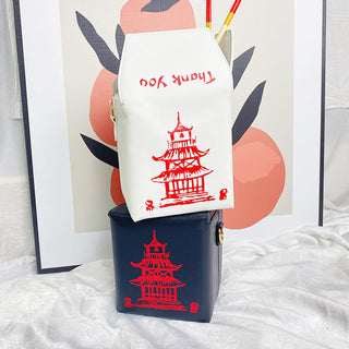 ENJOININ Chinese Takeout Box Purse Pu Leather Women ALODIA STORE