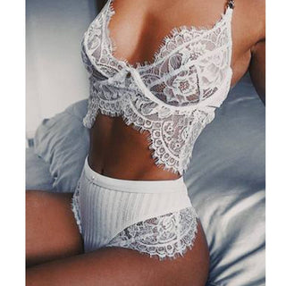 New Lace Sexy Bra Set Push Up Seamless Lingerie Set Women Transparent Bra and High Waist Panties Soft Underwear Set ALODIA STORE