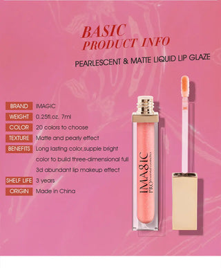 IMAGIC Lipgloss Matte 20 Colors Lip Gloss Velvety Lipstick Liquid Matte Waterproof Lip Tint Full & rich Sexy Lip Makeup Cosmetic ALODIA STORE