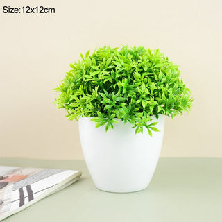 Artificial Plants Potted Green Bonsai Small Tree Grass Plants Pot Ornament Fake Flowers for Home Garden Decoration Wedding Party ALODIA STORE