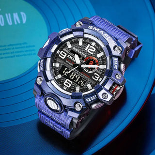 SMAEL Men Sport Watches Dual Time Digital Watch Quartz 50m Waterproof Watch Led Military Watch Sport 8035 Men Watches Wristwatch ALODIA STORE