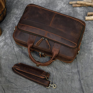 MAHEU Retro Laptop Briefcase Bag Genuine Leather Handbags Casual 15.6 Pad Bag Daily Working Tote Bags Men Male bag for documents ALODIA STORE