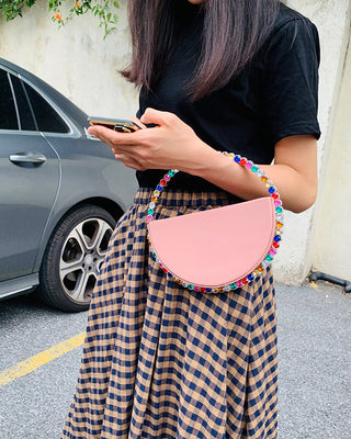Luxury Colored Diamond Half Moon Women Purses and Handbags Evening Bag Serpentine Designer Party Clutch Bag Chic Wedding Bag ALODIA STORE