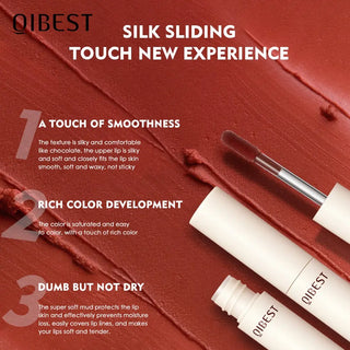 QIBEST Lip Gloss 8 Colors Nude Matte Chocolate Lipstick Waterproof Long Lasting Women Red Lip Tint Velvet Lip Glaze Cosmetics ALODIA STORE