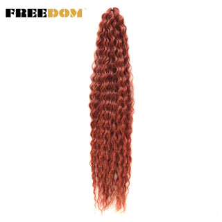 FREEDOM Synthetic Long Curly Wave Crochet Hair 32 Inch Synthetic Braiding Hair Natural Wavy Ombre Blonde Red Hair Extensions ALODIA STORE