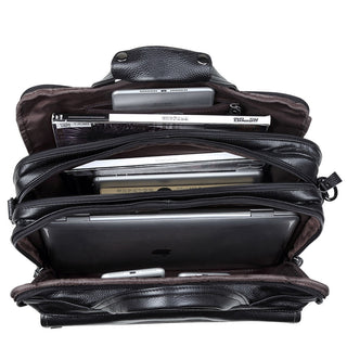 Large Men Leather Handbgs Male Genuine Leather Business Travel Brifcases Bag Men's 15.6 Inch Laptop Shoulder Bag Business A4 Bag ALODIA STORE