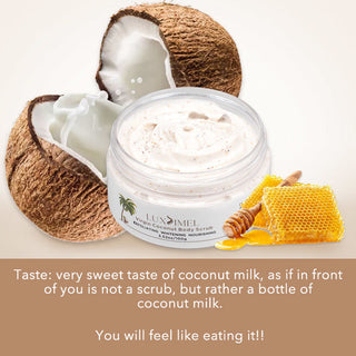 Luxsimel coconut Body Scrub Soft Sugar Organic Exfoliating Whitening Nourishing White Face cream for skin care body scrub cream ALODIA STORE