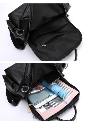New Women Backpacks Soft Leather Fashion Casual Tassel ALODIA STORE