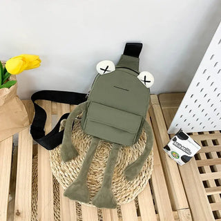 Personality Girl Small Bag Cartoon Cute Frog Bag Casual Messenger Bag Chest Bag Unisex Shoulder Crossbody Bag Nylon Women Bag ALODIA STORE