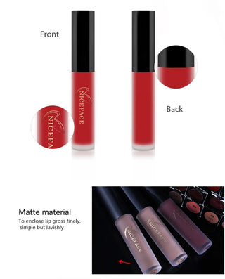 NICEFACE Lip Gloss Nude Matte Liquid Lipstick Lipgloss Waterproof Lip - Alodia Store