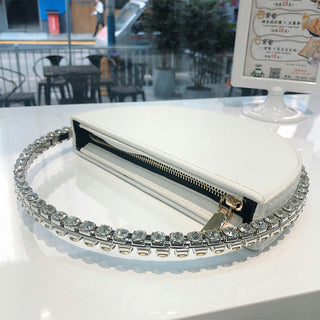 Luxury Colored Diamond Half Moon Women Purses and Handbags Evening Bag Serpentine Designer Party Clutch Bag Chic Wedding Bag ALODIA STORE
