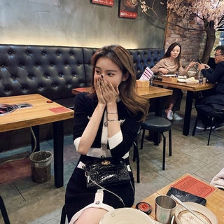 QWEEK Korean style Bodycon Dress Elegant Longsleeve ALODIA STORE