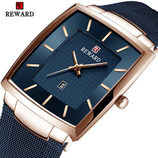 REWARD Top Brand Men's Watch Business Relogio Masculino Square Quartz Man Watch Men Wristwatch Full Steel Waterproof Male Watch ALODIA STORE