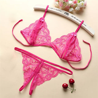 Sexy Lingerie Women Push Up With Lace Straps Transparent Bra Panties Embroidered See Through Comfortable Lingerie Sets Bras ALODIA STORE