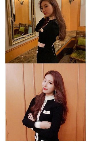 QWEEK Korean style Bodycon Dress Elegant Longsleeve ALODIA STORE