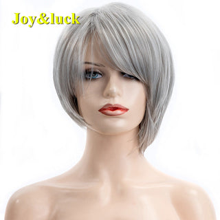 Short Ombre Blonde Wig Synthetic Bob Straight Hair With Bangs Women Natural Daily Wear Wig ALODIA STORE