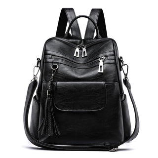New Women Backpacks Soft Leather Fashion Casual Tassel ALODIA STORE