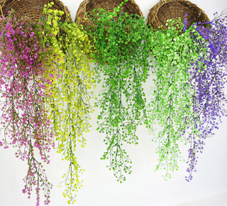 Artificial Plant Vines Wall Hanging Rattan Leaves Branches Outdoor Garden Home Decoration Plastic Fake Silk Leaf Green Plant Ivy ALODIA STORE