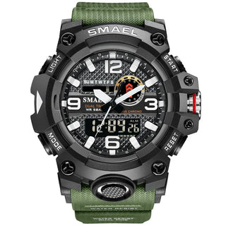 SMAEL Men Sport Watches Dual Time Digital Watch Quartz 50m Waterproof Watch Led Military Watch Sport 8035 Men Watches Wristwatch ALODIA STORE