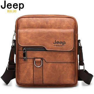 JEEP BULUO Man Leather Bag Shoulder Crossbody Bags For Men Cow Split Leather Male iPad Business Messenger Bag ALODIA STORE
