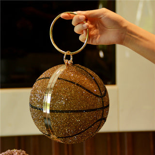 Luxury Basketball Diamond Party Evening Bag Purses and Handbag for Women Ball Shape Shoulder Bag Clutch Designer Crossbody Bag ALODIA STORE