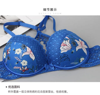 New 2020 sexy 3/4 cup back closure lace women bra set thong hollow out  underwear  intimante  lingerie alodia store