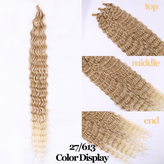 Full Star Crochet Hair Pink Ombre Blonde Ocean Wave 32 Inch Synthetic Hair 100g Soft Braiding Hair Extensions Deep Wave Twist ALODIA STORE