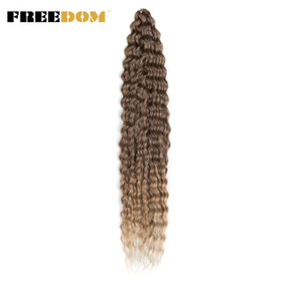 FREEDOM Synthetic Long Curly Wave Crochet Hair 32 Inch Synthetic Braiding Hair Natural Wavy Ombre Blonde Red Hair Extensions ALODIA STORE