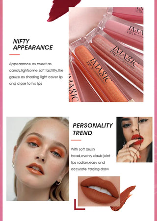 IMAGIC Lipgloss Matte 20 Colors Lip Gloss Velvety Lipstick Liquid Matte Waterproof Lip Tint Full & rich Sexy Lip Makeup Cosmetic ALODIA STORE