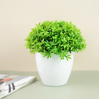 Artificial Plants Potted Green Bonsai Small Tree Grass Plants Pot Ornament Fake Flowers for Home Garden Decoration Wedding Party ALODIA STORE