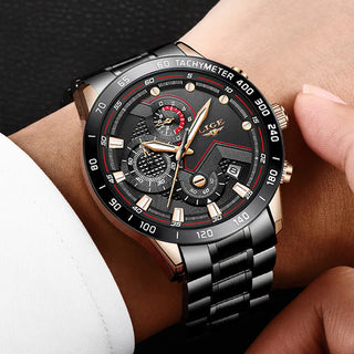 LIGE Men Watches Top Brand Luxury Stainless Steel Blue Waterproof Quartz Watch Men Fashion Chronograph Male Sport Military Watch ALODIA STORE
