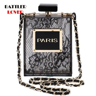 Transparent Bag Women Acrylic Casual Black Bottle Handbags for Female Wallet Paris Party Toiletry Wedding Clutch Evening Flaps ALODIA STORE