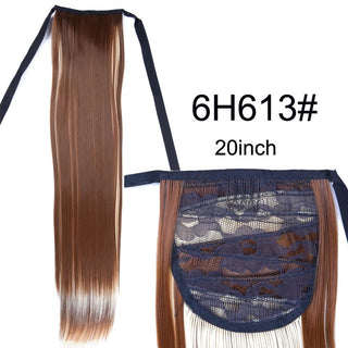 Synthetic Ponytails 20Inch Long Straight  Pony Tail Hair Extensions Drawstring Ponytail Clip In Fake Hair Tail Ombre ALODIA STORE